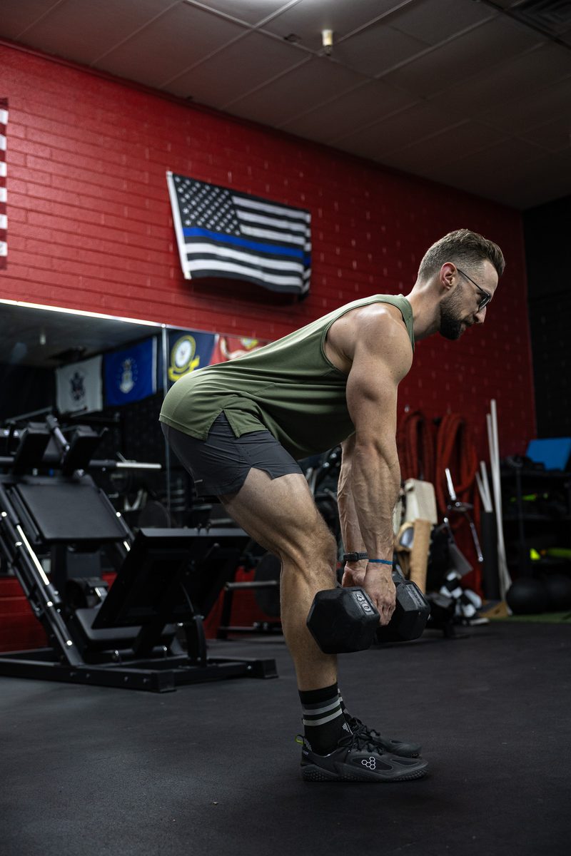 David performing a dumbbell RDL