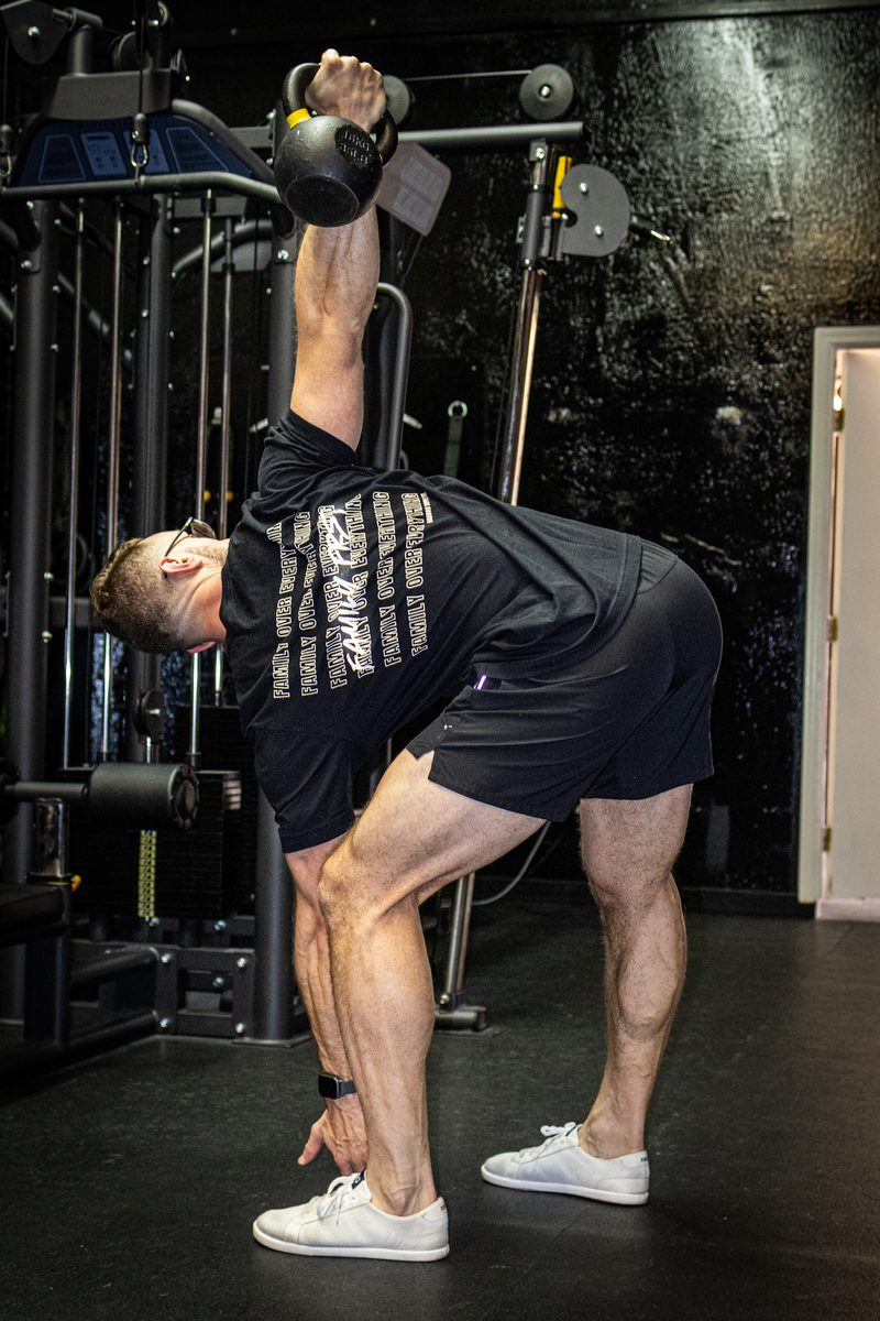 David performing a kettlebell windmill