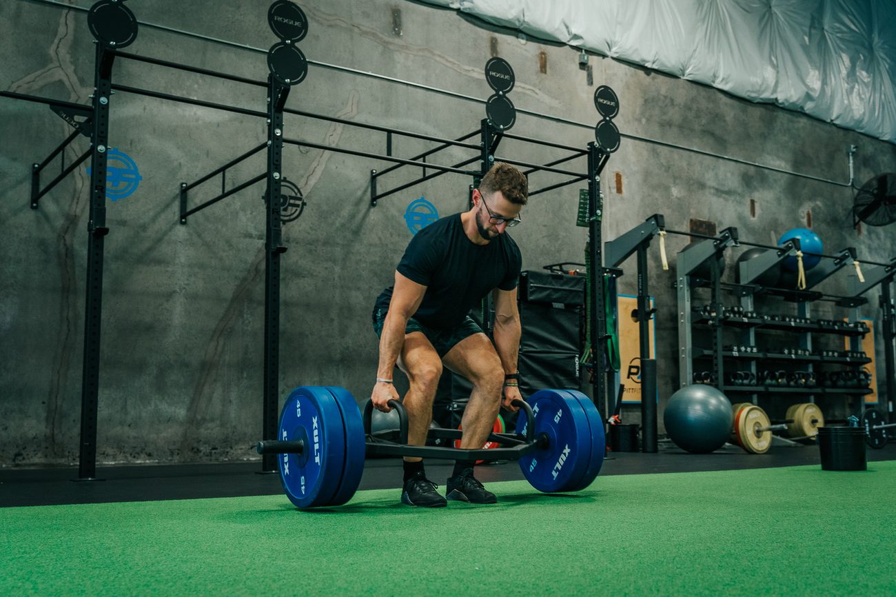 David performing a trap bar deadlift